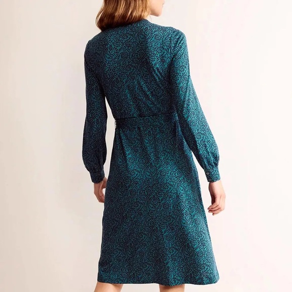 Boden Teal Printed Long-Sleeve Midi Dress - Picture 7 of 15